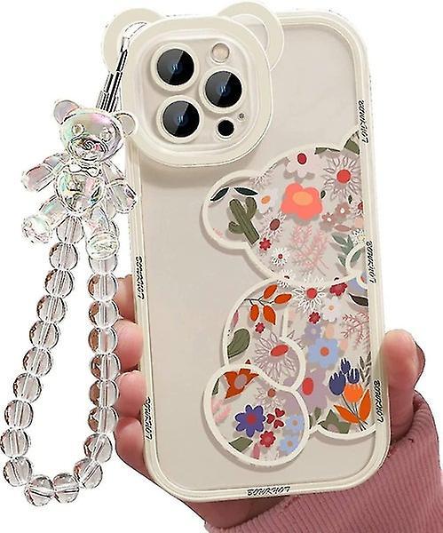 Hsmy iPhone 14 Pro Max Case: Cute Flowers Bear Camera Protector - Clear