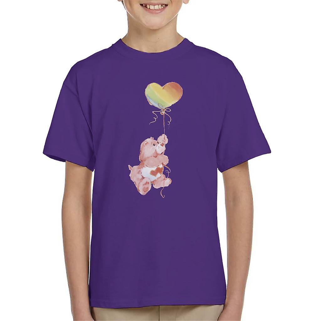 Care Bears Love A Lot Bear Rainbow Balloon Kid's T-Shirt Purple X-Large (12-13 yrs)