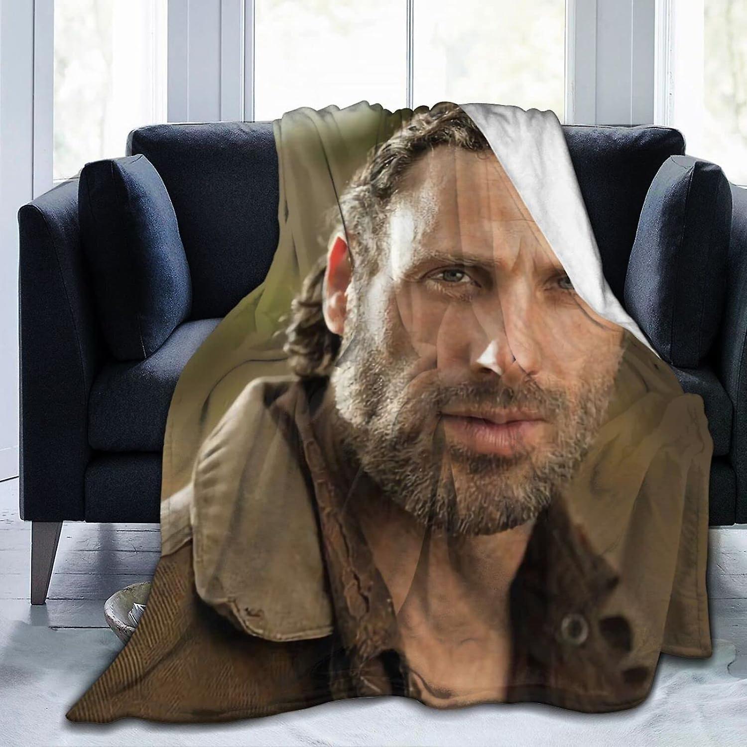 Kerota Rick Grimes Fleece Blanket Throw Blanket Lightweight Super Soft Cozy Luxury Bed Blanket Microfiber 50x40in 125x100cm