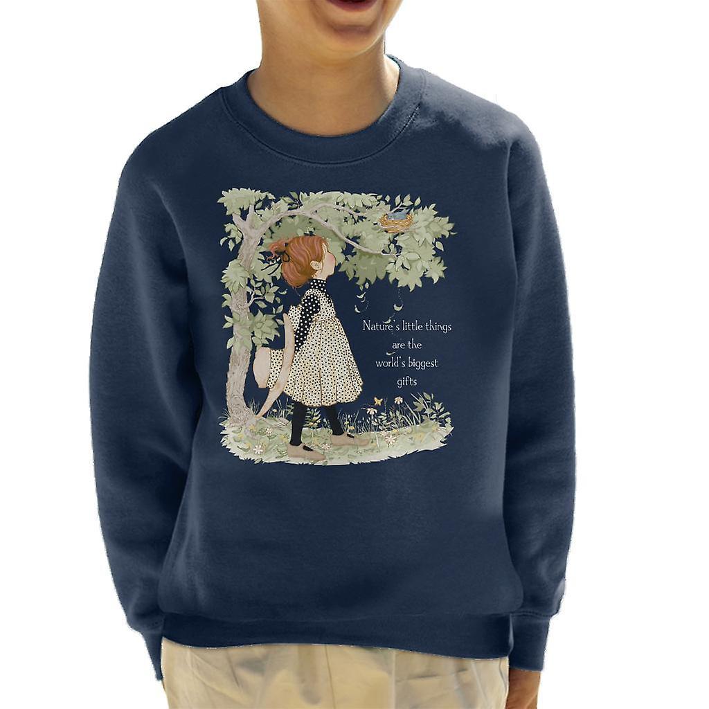 Holly Hobbie Natures Little Things Light Text Kid's Sweatshirt Navy Blue Large (9-11 yrs)