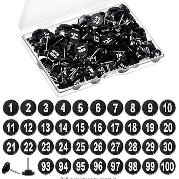 Yuheng 100pcs Numbered Map Pins Numbered Map Pins for Photo Wall Decoration Notice Boards Black Black