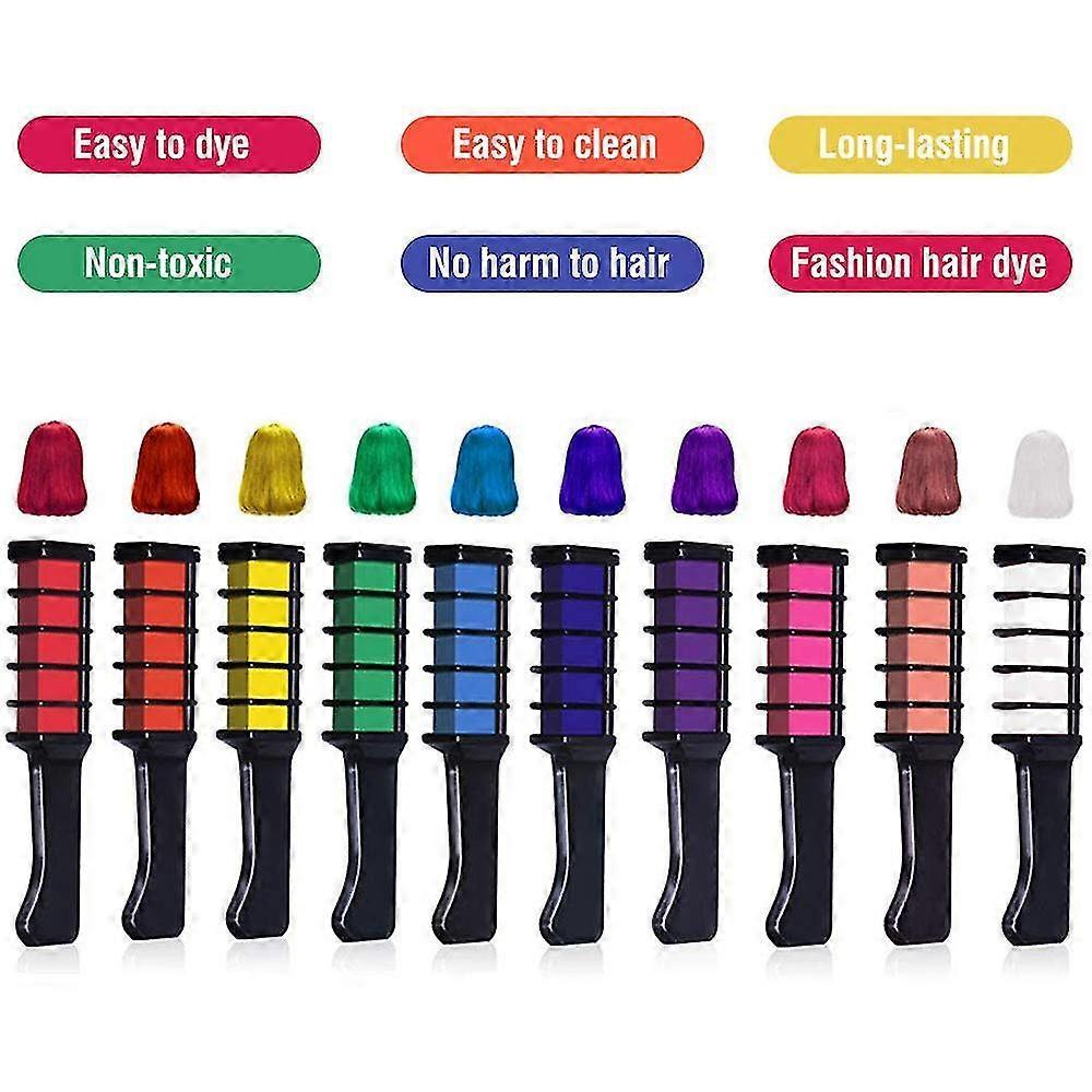 Changsha Liuzhou Electronic Commerce Hair Chalk Comb 10 Colors, Washable And Non-toxic