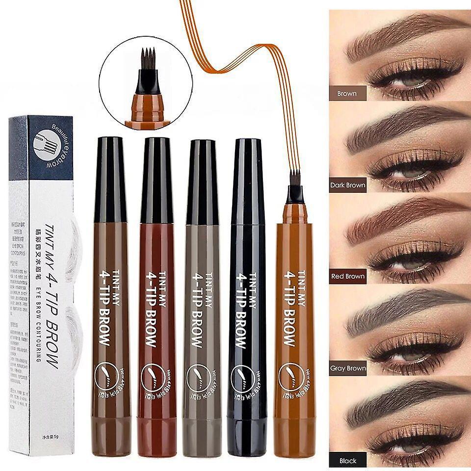 Vonkayi 5 Pcs Eyebrow Tattoo Pen, Microblading Eyebrow Pencil, 4-Point Eyebrow Pencil, Professional Natural Eyebrows