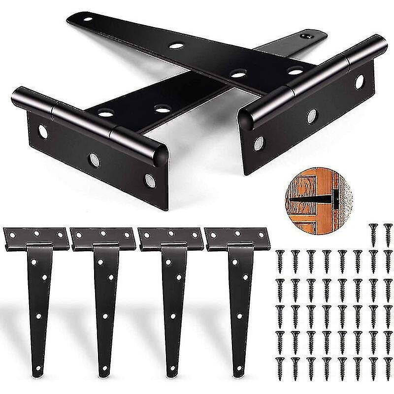 Jnnjv 6 Pcs T-hinges, Heavy Duty Black Hinges, Heavy Duty Door Hinge 25kg Weight Capacity, Folding Hinges With 42pcs Screws Heavy Duty Hinges For D...