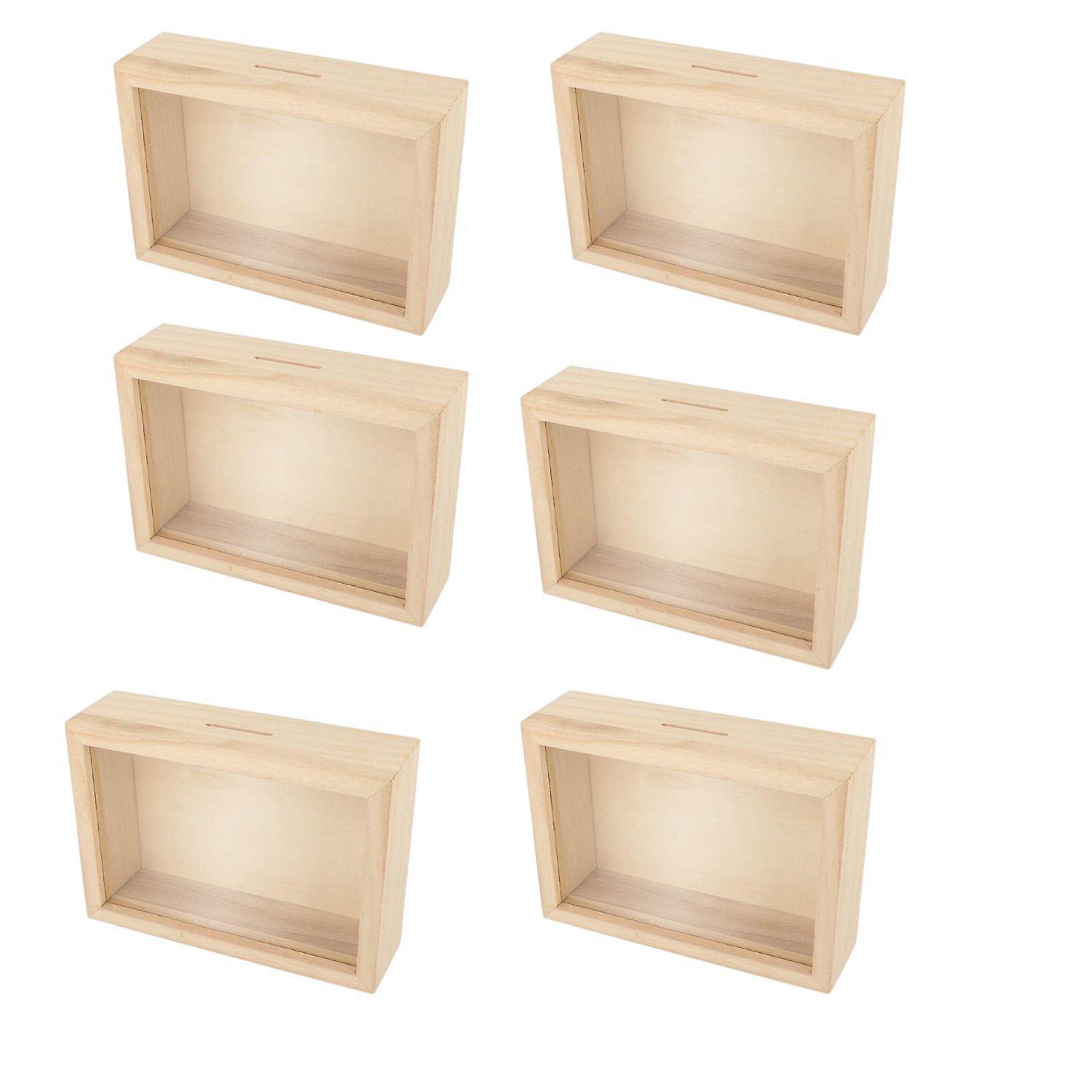 Artemio 6 piggy banks in wooden frames to customize 12 x 17 cm Beige 17 x 12 x 5 cm