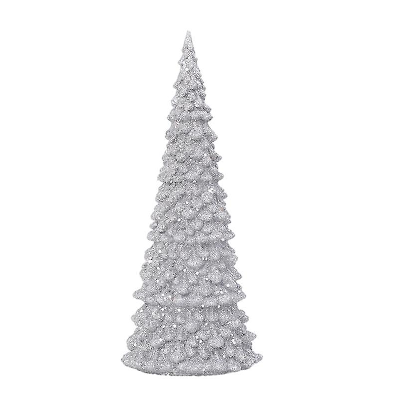 Biplut 27CM Light Up Christmas Tree Colorful Lighting Battery Operated Holiday Home Decoration Acrylic LED Silver