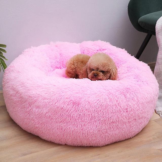 Slowmoose Sleep Luxury Soft Plush Dog Bed - Round Shape Sleeping Bag Pink 100cm