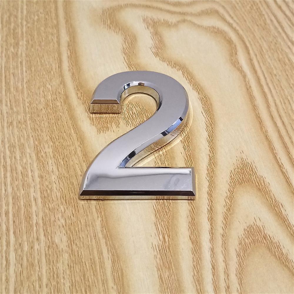 Slowmoose Modern Silver Plaque Number For House/hotel Address 5cm / Number 2