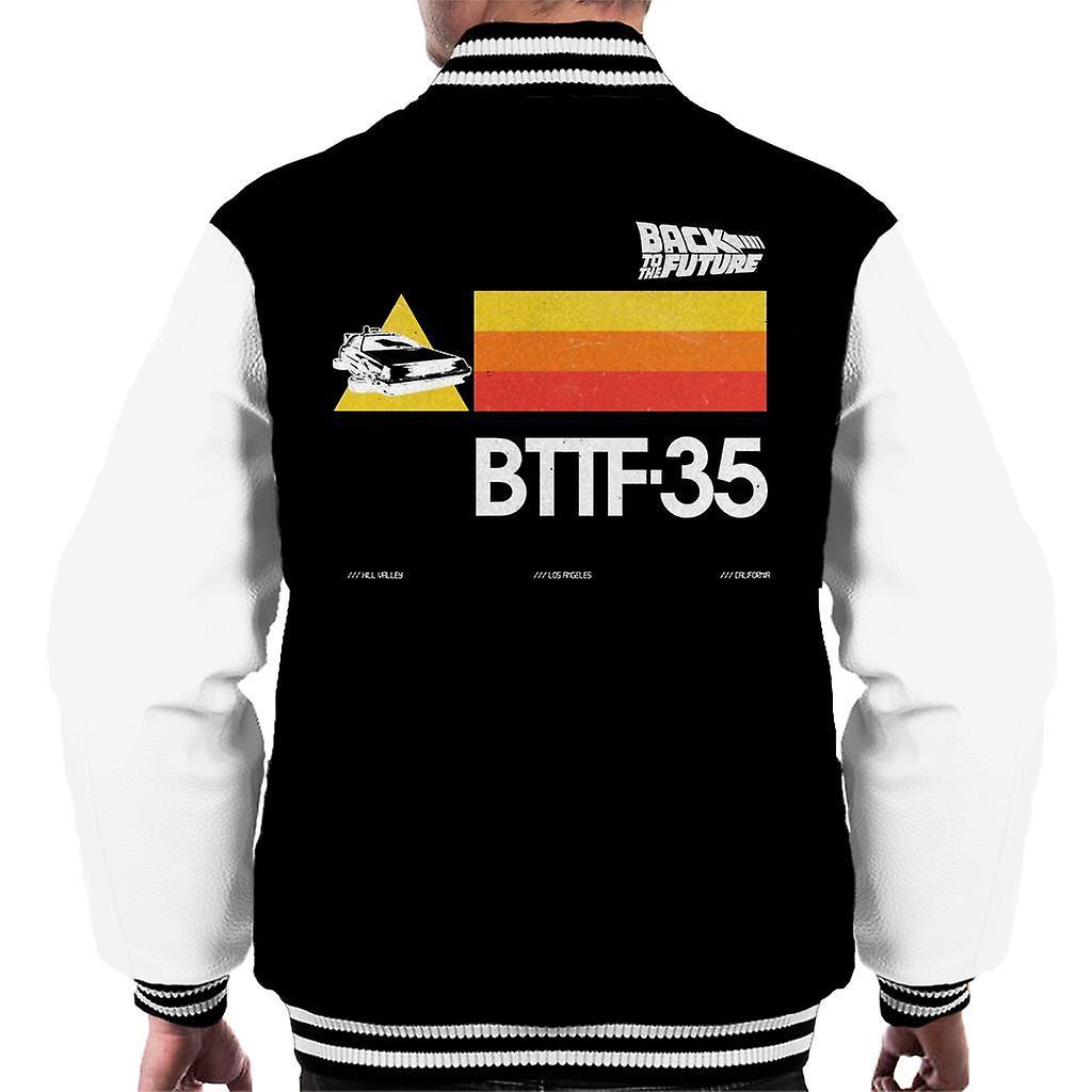 Back to the Future 35th Anniversary Stripes Men's Varsity Jacket Black/White X-Large