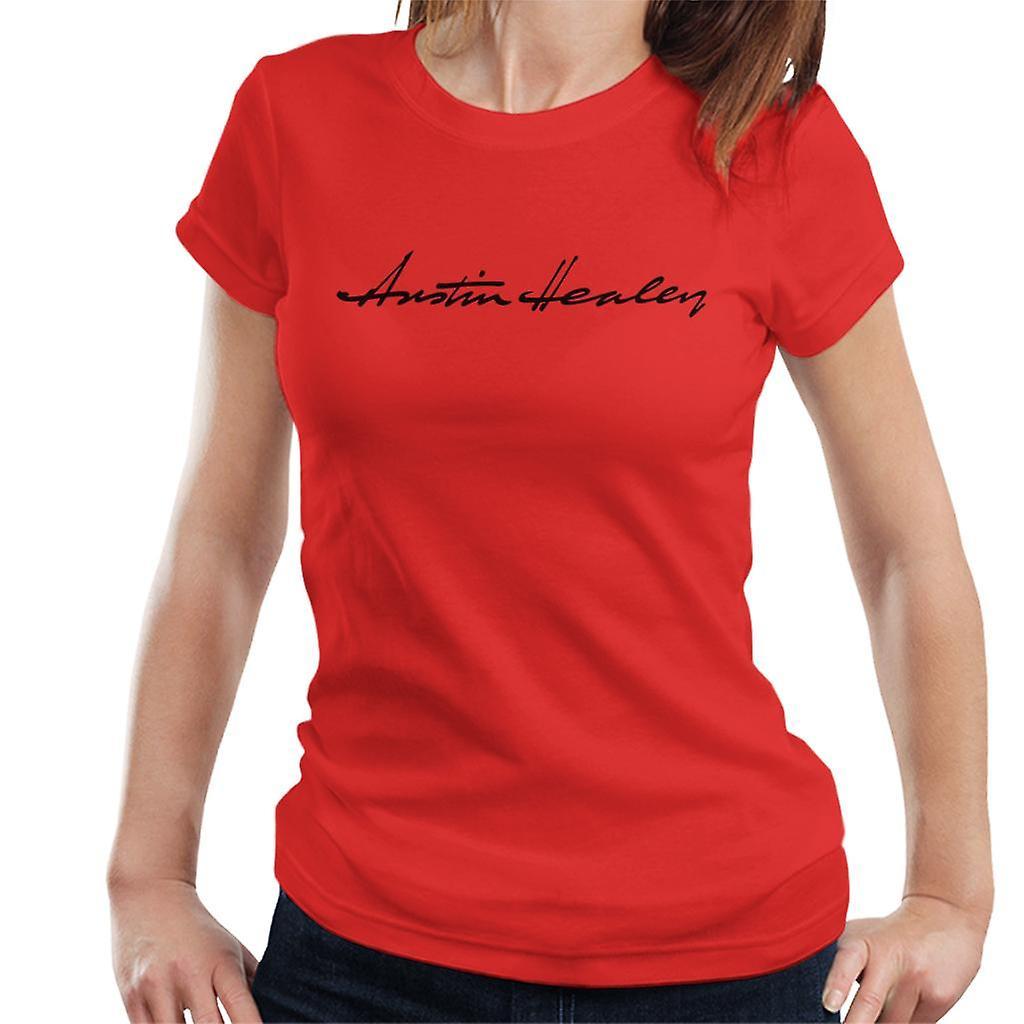 Austin Healey Handwriting Logo British Motor Heritage Women's T-Shirt Red XX-Large