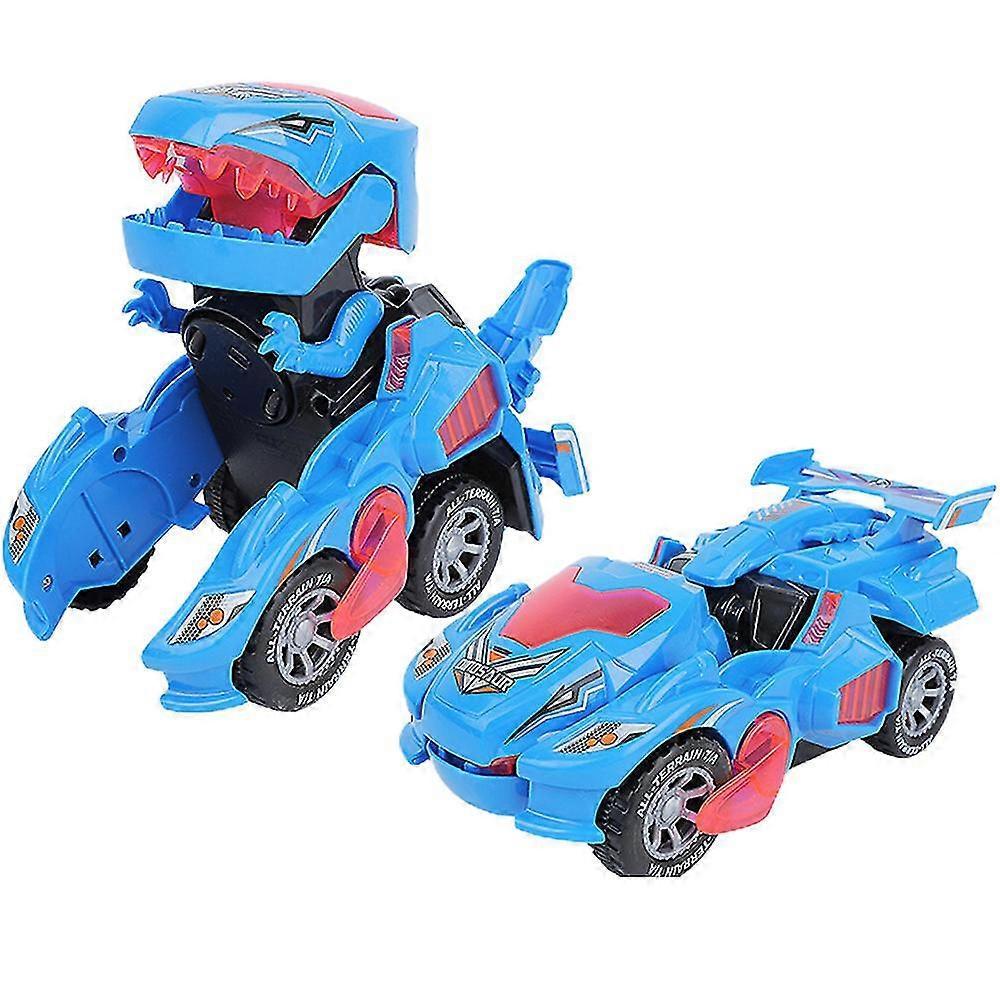 Unbrand Transforming Dinosaur Toy, 2 In 1 Automatic Transforming Dinosaur Car With Led Light And Music For Kids Gift Blue