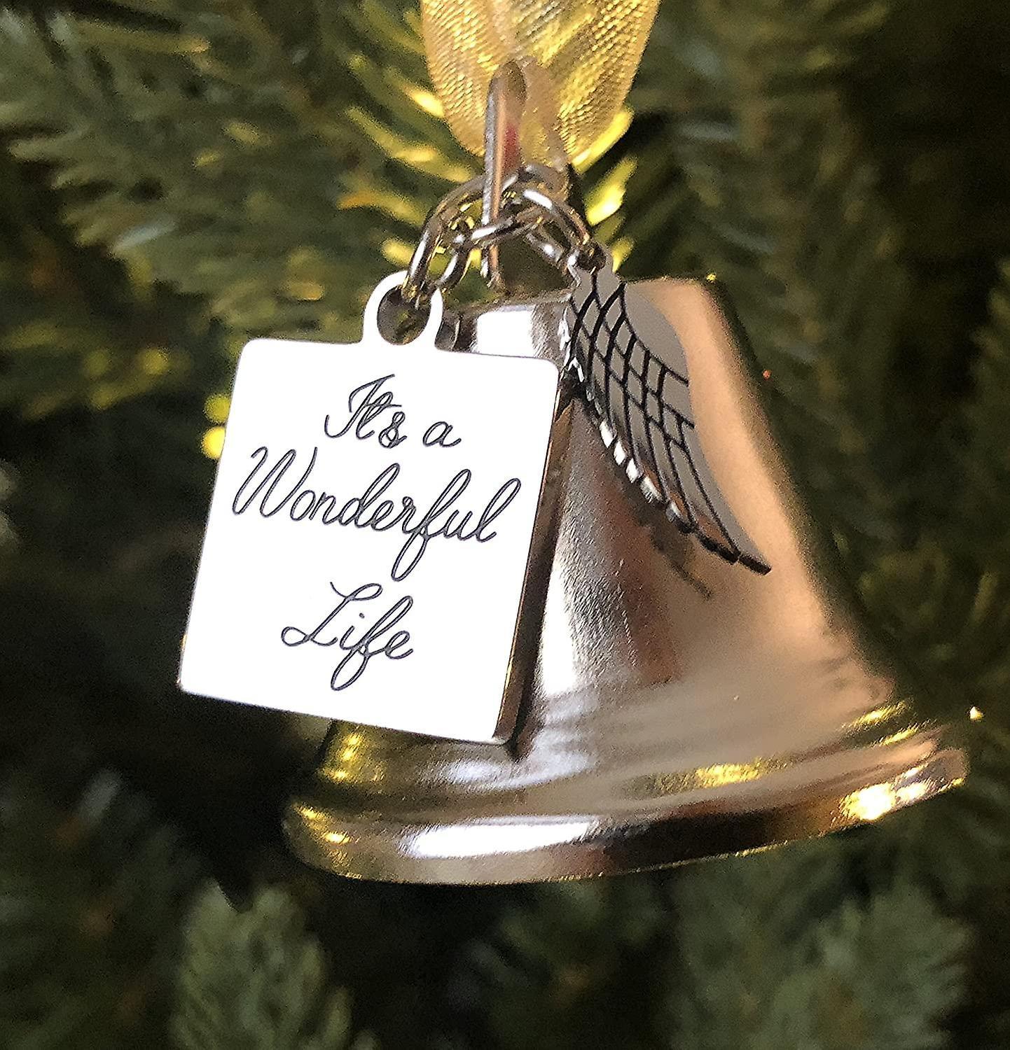 unbrand It'S A Wonderful Life Inspired Christmas Angel Bell Ornament With Stainless Steel Angel Wing Charm