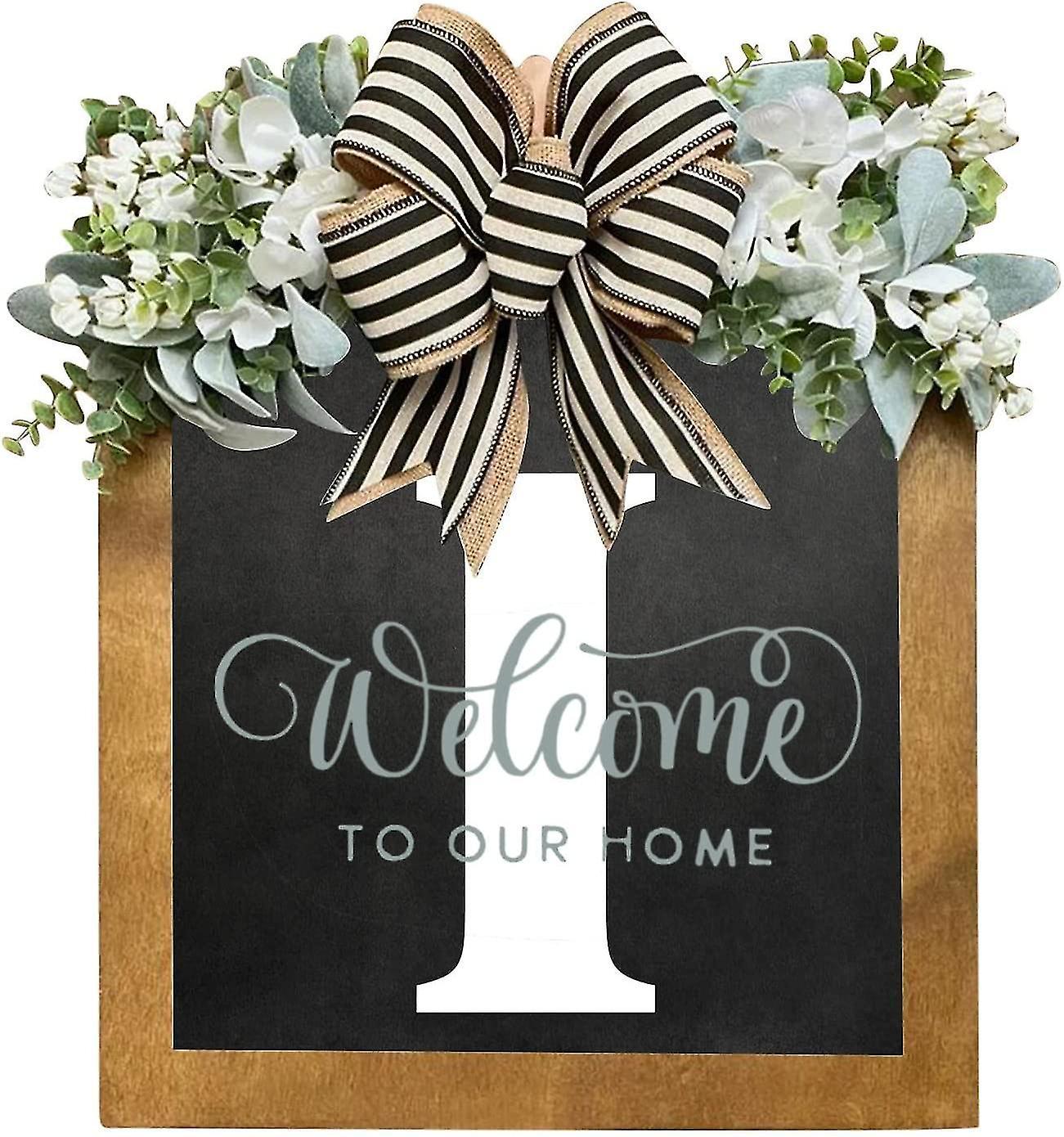 Tianzun Unique Last Name Year Round Front Door Wreath With Bow, 16" Welcome Sign Garland Creative 26 Letter Farmhouse Wreath i