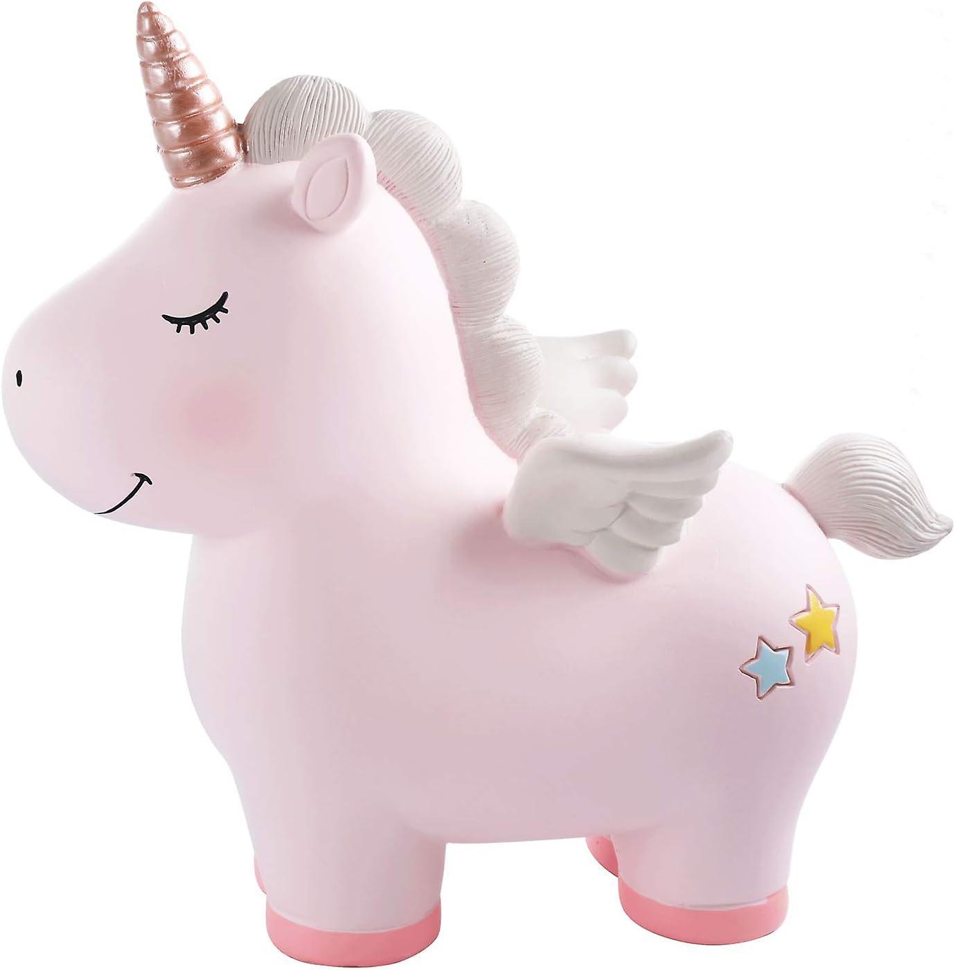 Heytea Lovely Rainbow Unicorn Piggy Bank for Girls, Resin Unicorn Piggy Bank Toys, Kids Money Banks Coin Banks, Unicorn Gifts