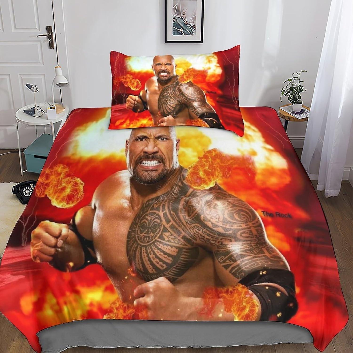 Kerota The Rock Duvet Cover Set, with Pillowcases Microfiber Dwayne Johnson 2 Piece Bedding Set with Zipper Closure for Teens and Adults Single Sin...