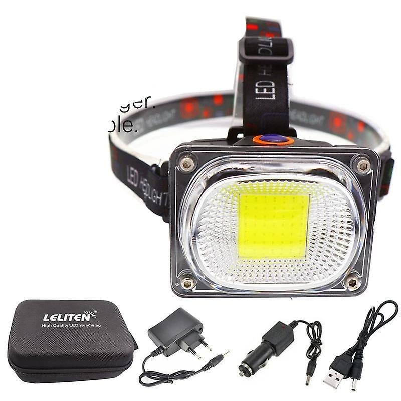 Slowmoose Portable Mini Cob Led Headlamp, Usb Charging Outdoor Searchlight Have 1x18650 Battery