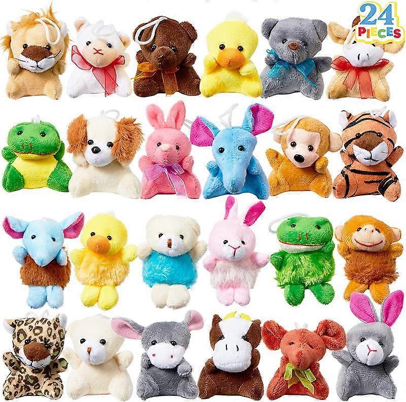 Lycxames 24 Pcs Mini Animal Plush Toys, 6.4-7.6cm Stuffed Animal Bulk for Kids, Easter Egg Filler Party Bag Fillers for Kids