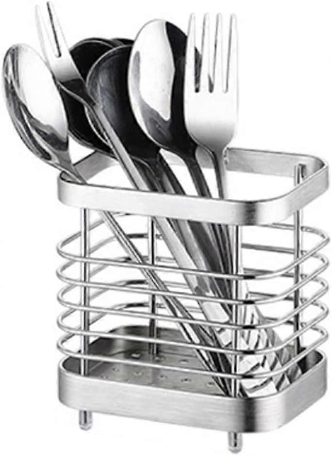 Kensty Cutlery Storage Drainer, Rack Basket For Knives, Forks, Spoons, Kitchen Utensils Cutlery Holder Stainless Steel, Silver