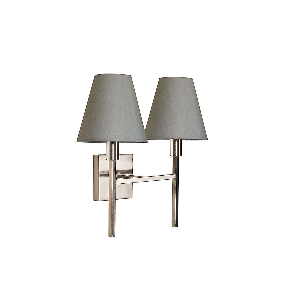 Elstead Lighting Lucerne Wall 2 Light Brushed Nickel with Grey Shade