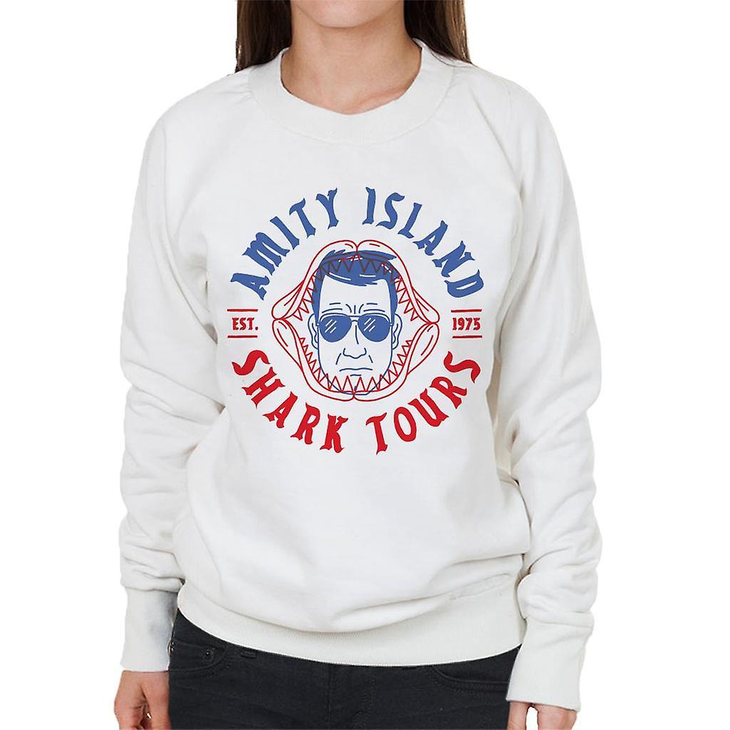 Jaws Amity Island Shark Tours Est 1975 Women's Sweatshirt White Medium