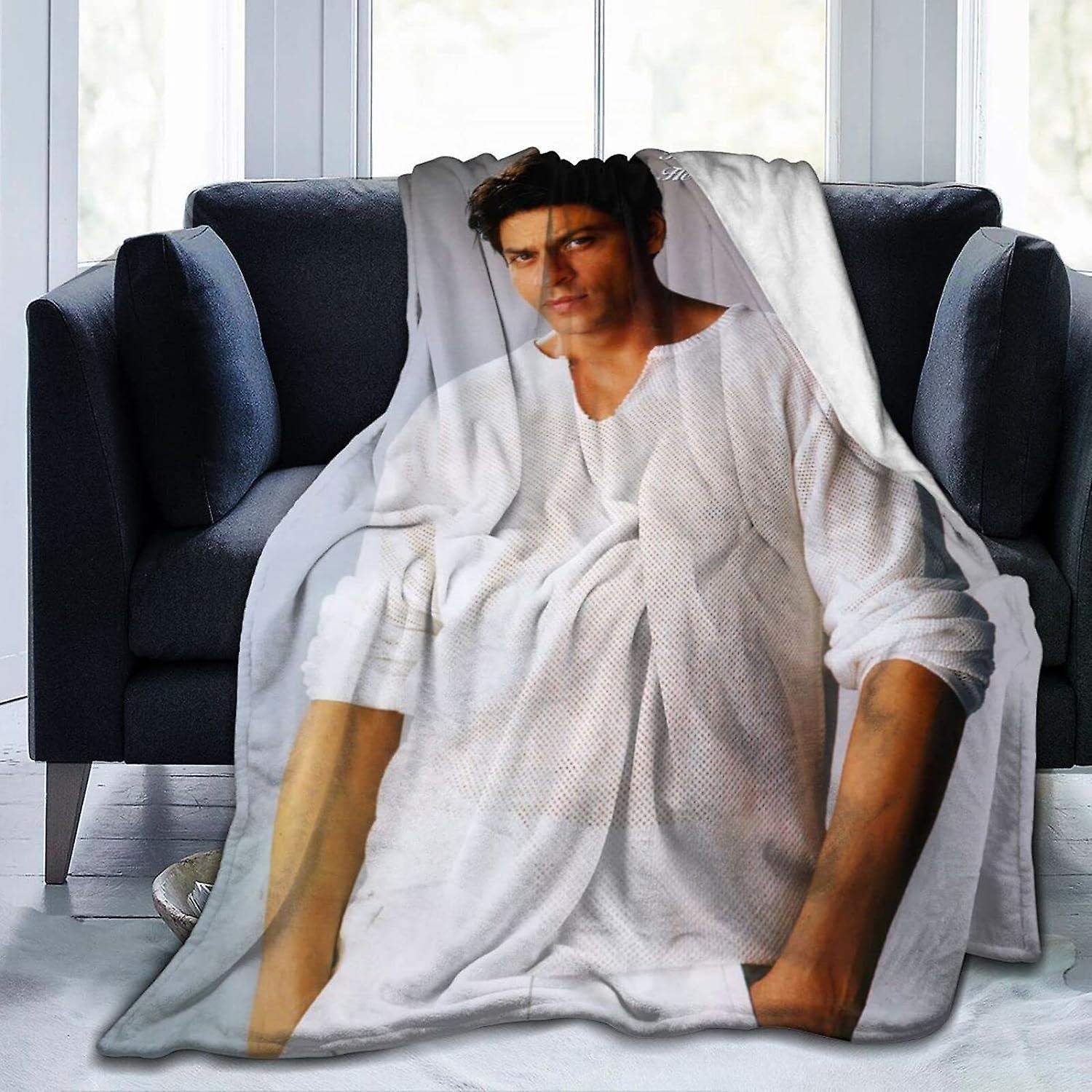 Kerota AY1193 Shah Rukh Khan Ultra Soft Micro Flannel Throw Blankets Warm Comfortable Versatile Blanket For Sofa And Travel 80x60in 200x150cm