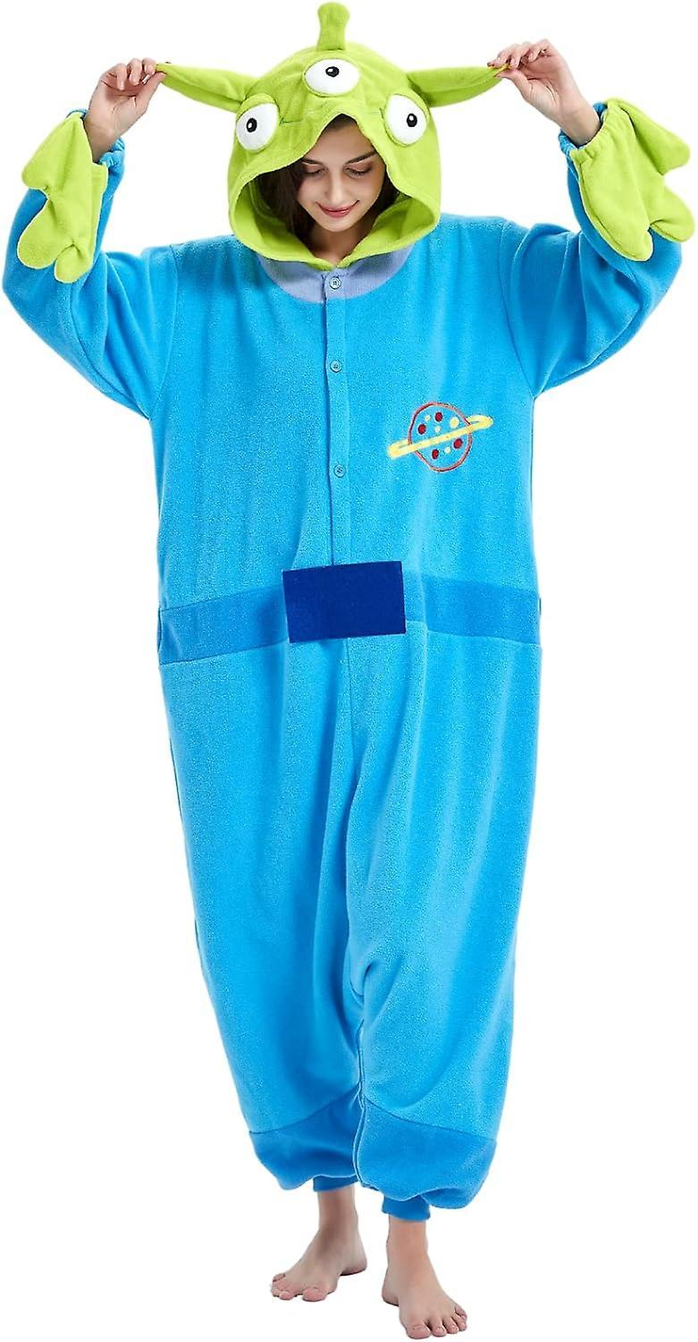 Bean Unisex Adult Onesie Pajamas Animal One Piece Halloween Costume Christmas Sleepwear Jumpsuit Aliens Small