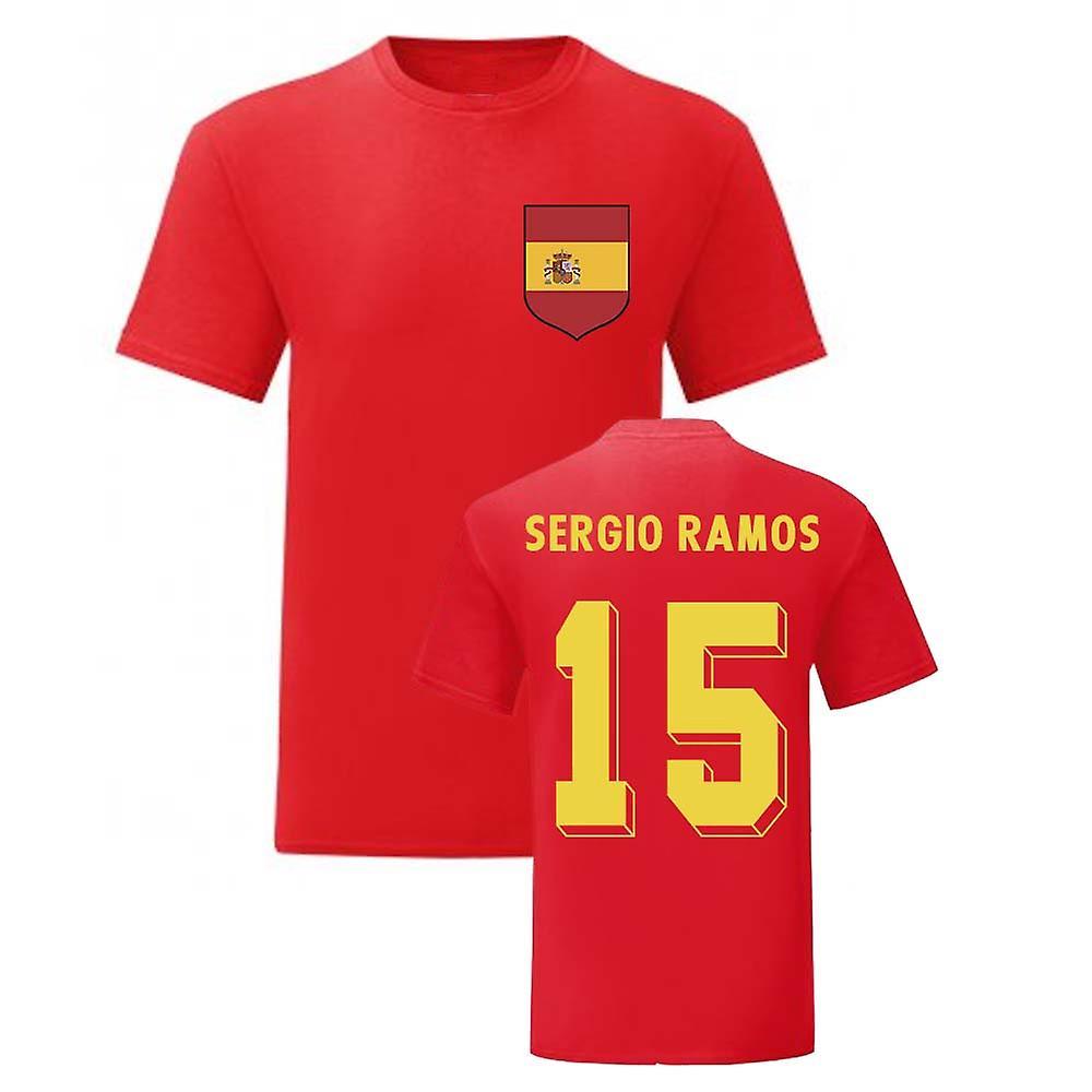 UKSoccerShop Sergio Ramos Spain National Hero Tee (Red) SB (5-6 Years)