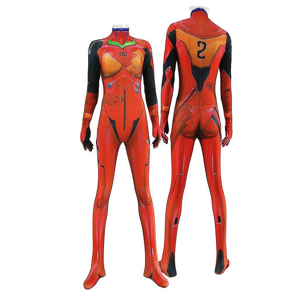 Cytlv Anime Asuka Langley Soryu Mari Rei Ayanami Cosplay Costume Asuka Test Jumpsuits Zentai Suit Halloween Bodysuit Adults Kids L-Size for Men