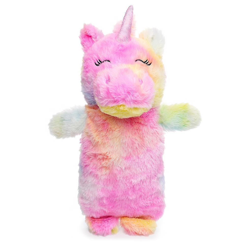 A2Z 4 Kids A2Z Hot Water Bottle 750ML Cosy Plush 3D Animal Fleece Cover Hot Water Bottle Unicorn Rainbow One Size