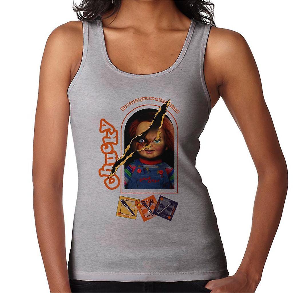 Chucky He Wants You As A Best Friend Women's Vest Heather Grey X-Large