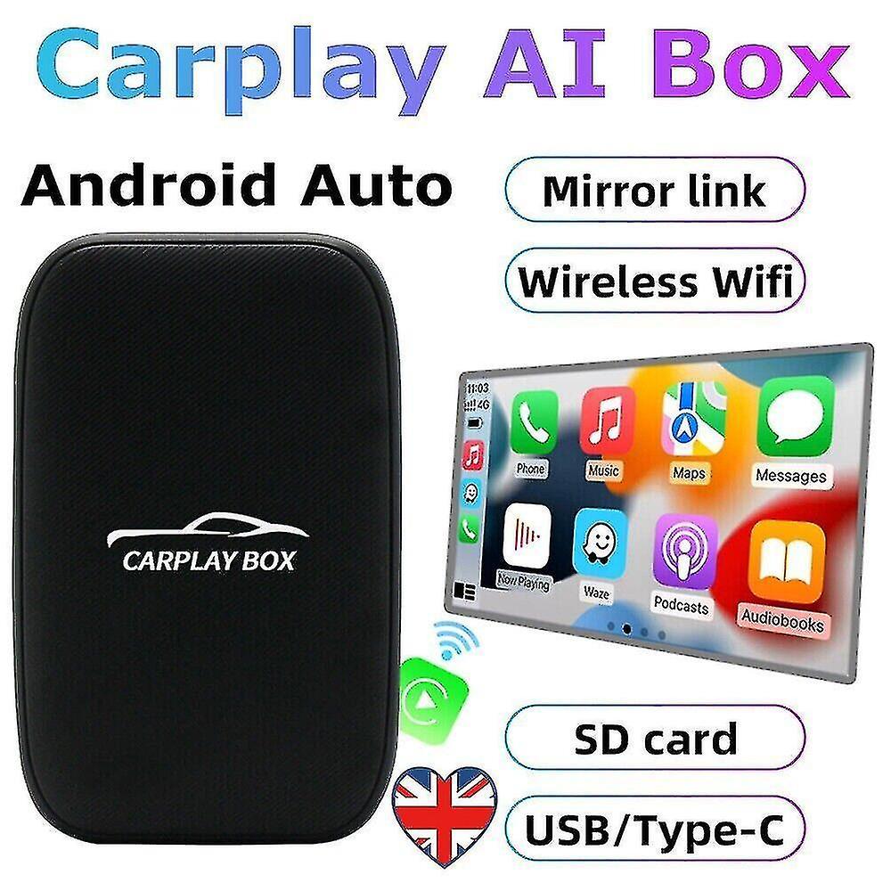 Winov Wireless Carplay Ai Box Android Auto Adapter Converter W/netflix Youtube Wifi Uk