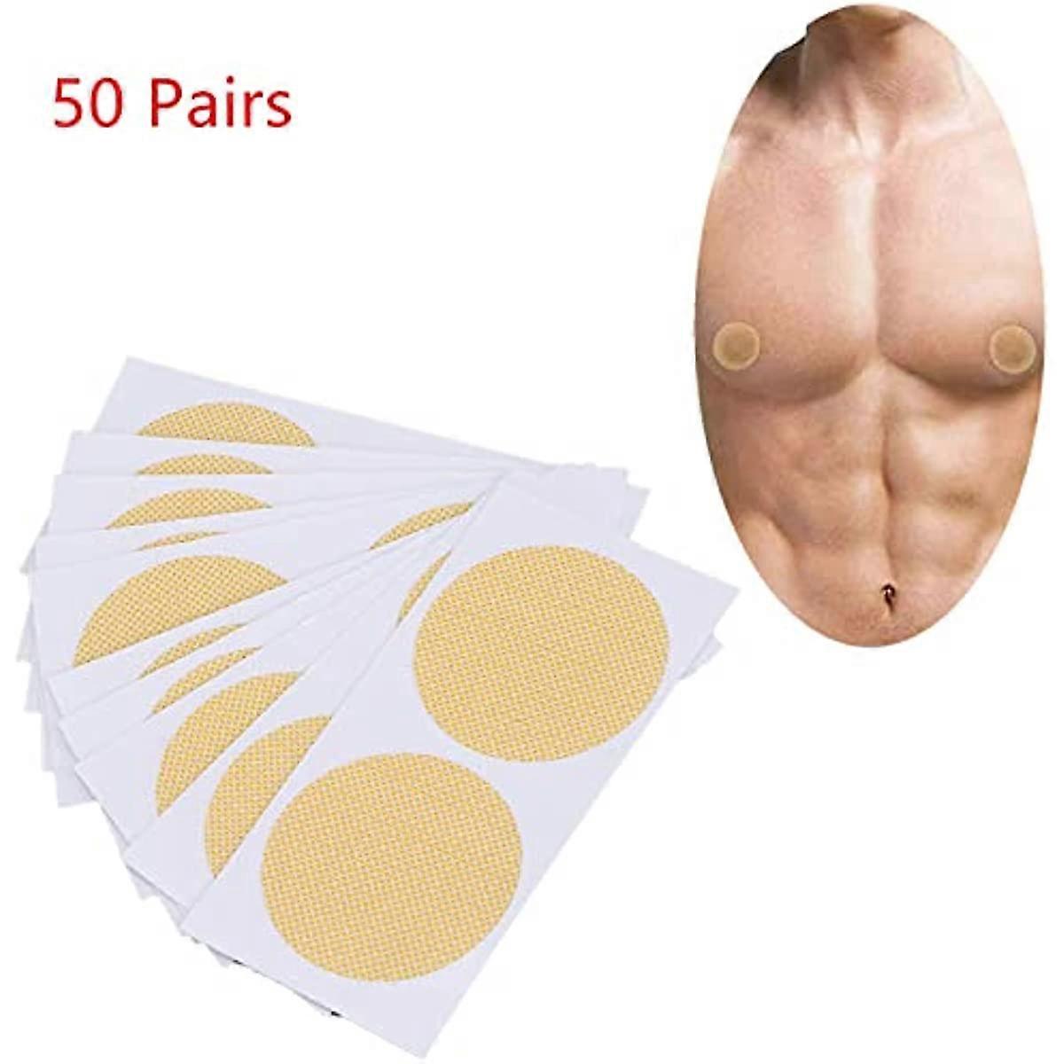 Aiyuego 50 Pairs Men Nipple Cover  Nipple Guards Kit Disposable Self-adhesive Nipple Stickers Hide & Care System for Men