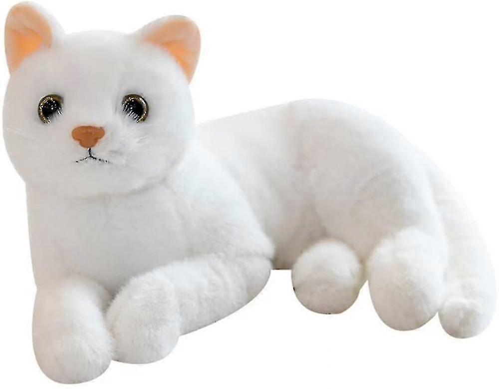 12 Inch Imitation Pure White Cat Plush Toy - A Lifelike Cat Doll, A Kitten Farm Animal Stuffed Toy, A Black Eye Birthday Gift For Children XiXi