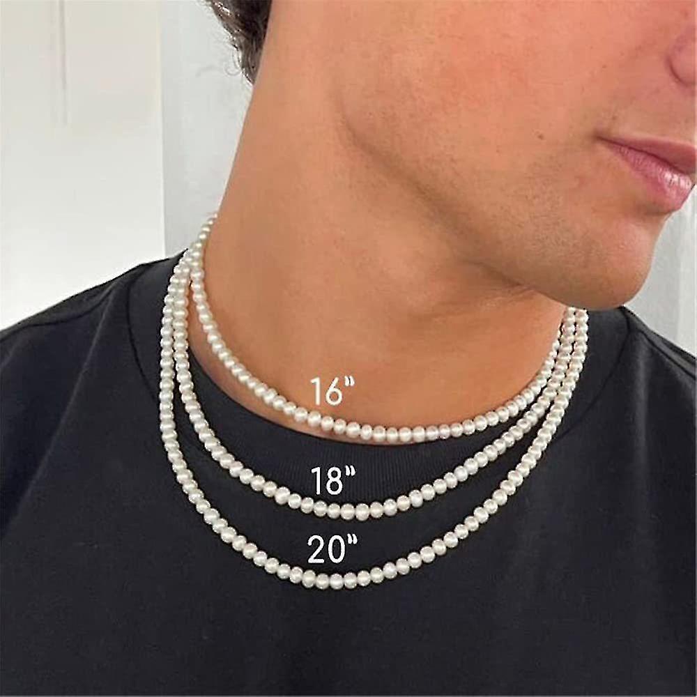 Elciaicle Imitation Pearl Necklace Men Simple Handmade Strand Bead Necklace 2022 New Trend#wdmy184 45Cm Pearl Necklace