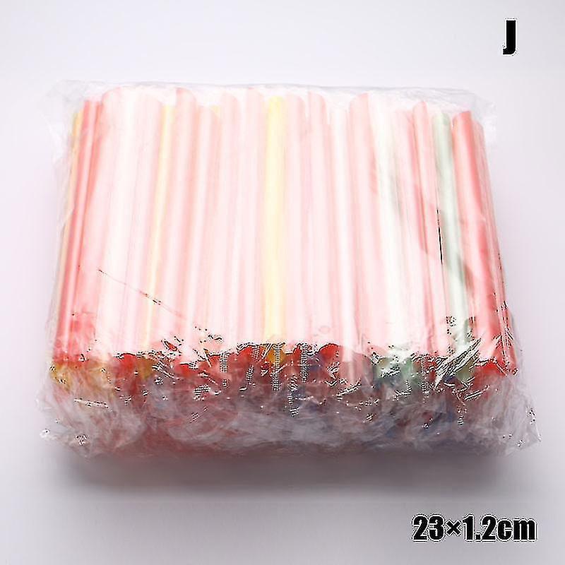 Yuntianzun 100pcs Plastic Straws Milkshake Wide Disposable Bubble Tea Drinking Straw Large Multi-color J