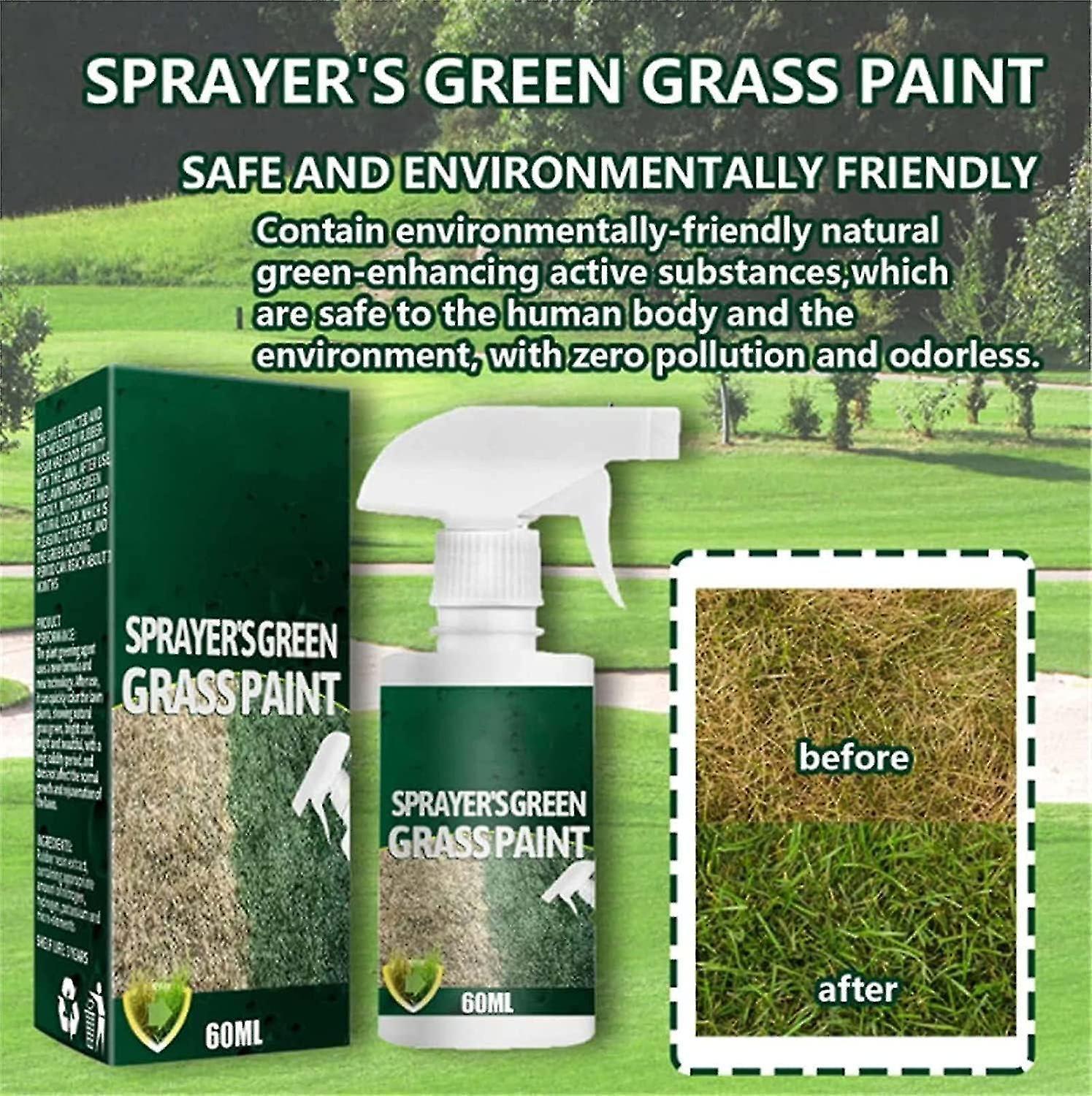 Fongwan Spray Green Grass Paint, Green Grass Paint for Lawn & Fairway Treats Dry or Patchy Lawn, Eco-Friendly Green Lawn Spray Turf Grass Dye 3pcs ...