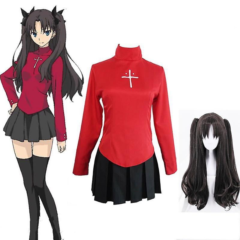 Baiyis Anime Fate Stay Night Tohsaka Rin Costume Full Set Halloween Cosplay Costume Carnival Disguise Or Women With wig L