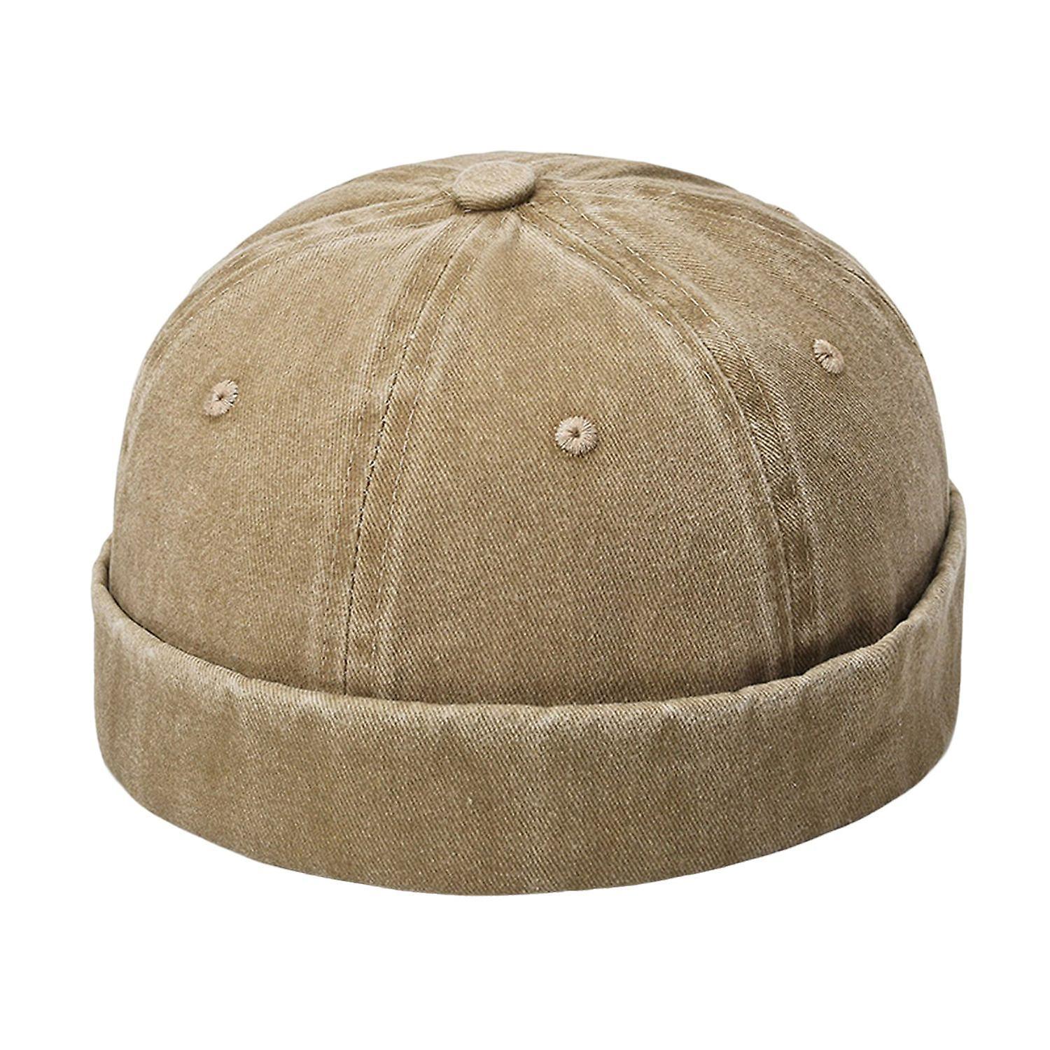 Merryso Docker Hat Solid Color Brimless Decorative Retro Four Seasons Sailor Hat Daily Hat Khaki