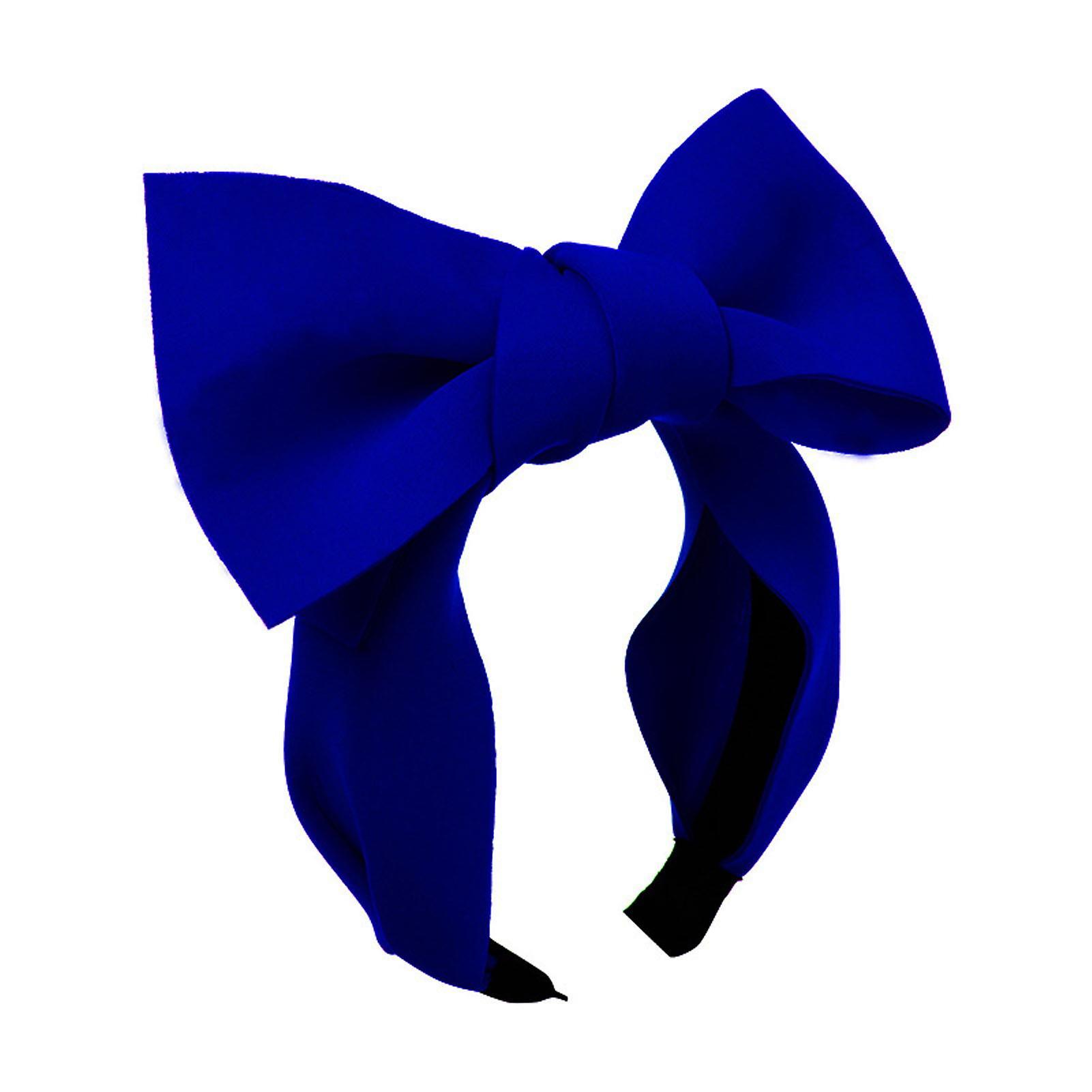 Tuelaly Women Large Bowknot Decor Hair Hoop Solid Color Bow Cosplay Headband Elastic Hair Scrunchie Hair Accessories Blue