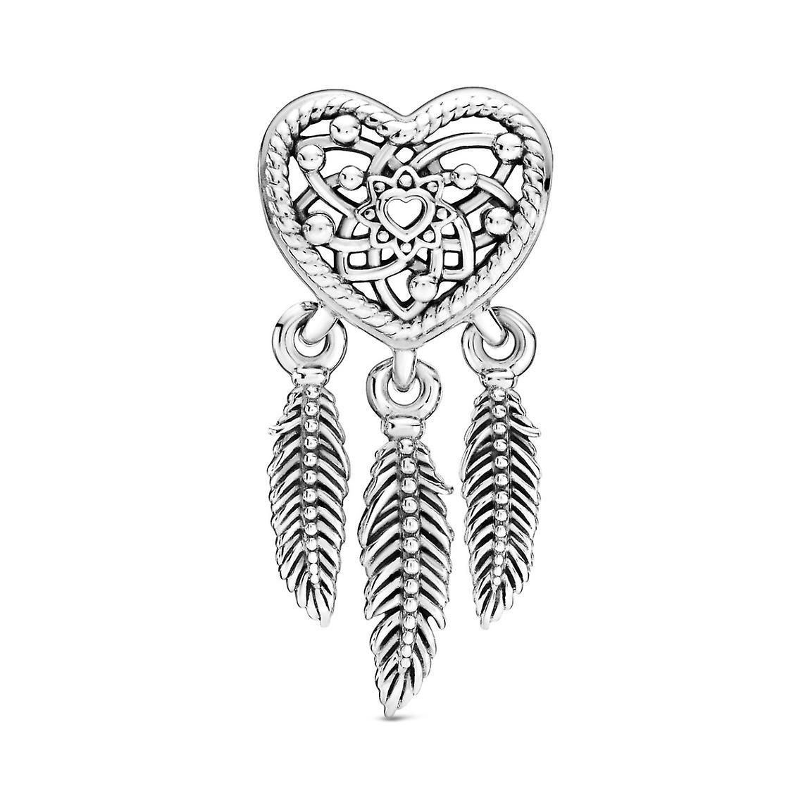 Charm Attrape-R ves C?ur Ajour & Trio of Feathers Pandora Passions Money