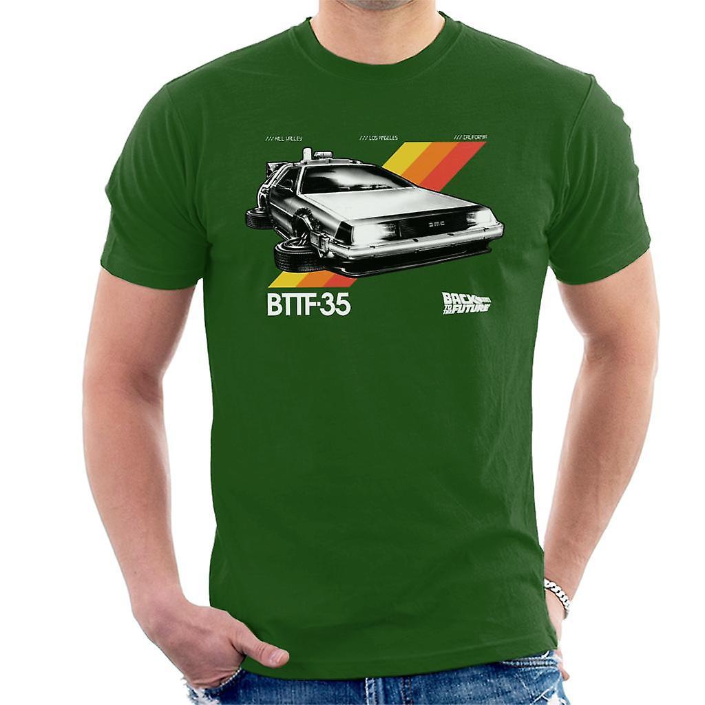 Back to the Future 35th Anniversary Delorean Men's T-Shirt Bottle Green X-Large