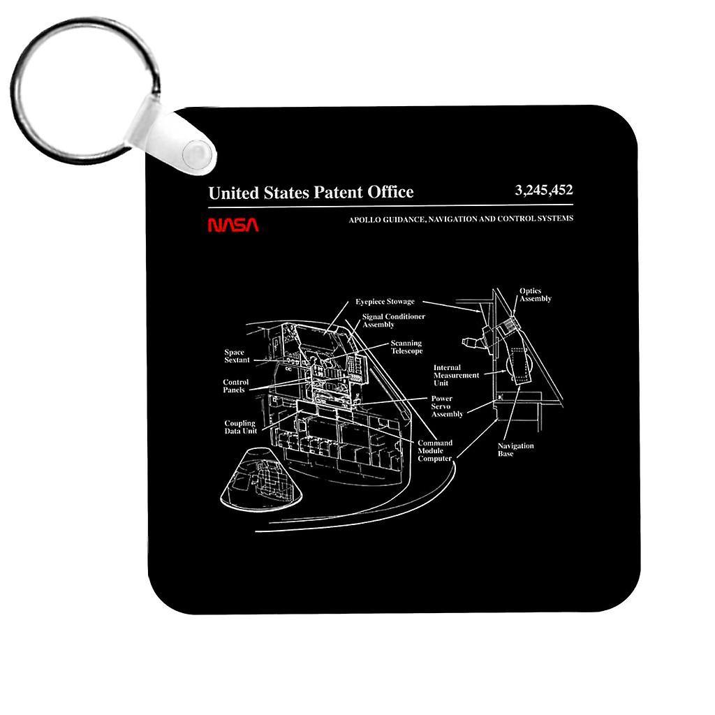 NASA Apollo Control Systems Blueprint Keyring Black 5cm x 5cm