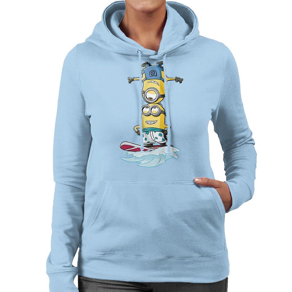 Despicable Me Minions Head Surfing Women's Hooded Sweatshirt Sky Blue Large