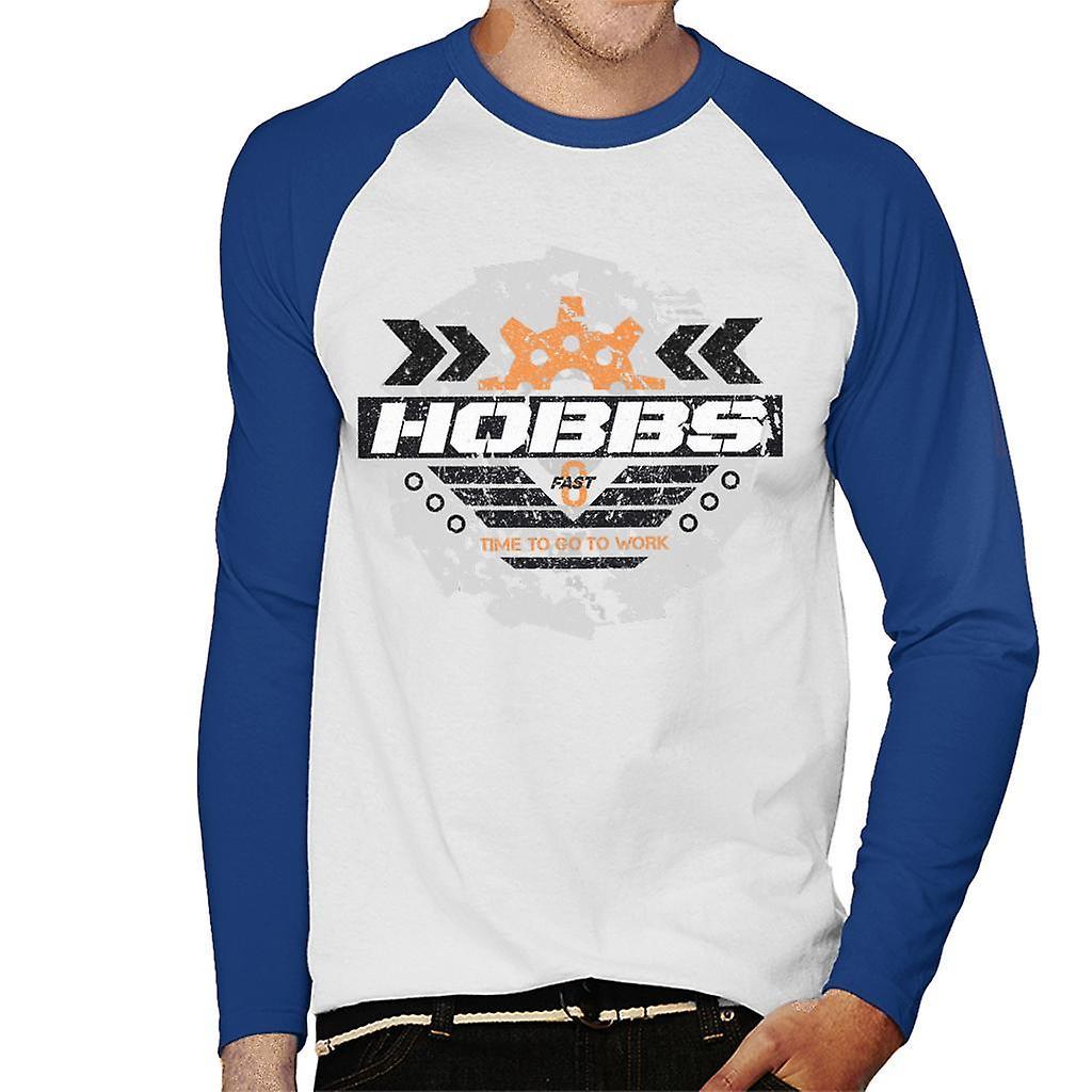 Fast & Furious Fast and Furious Hobbs Time To Go To Work Men's Baseball Long Sleeved T-Shirt White/Royal Medium