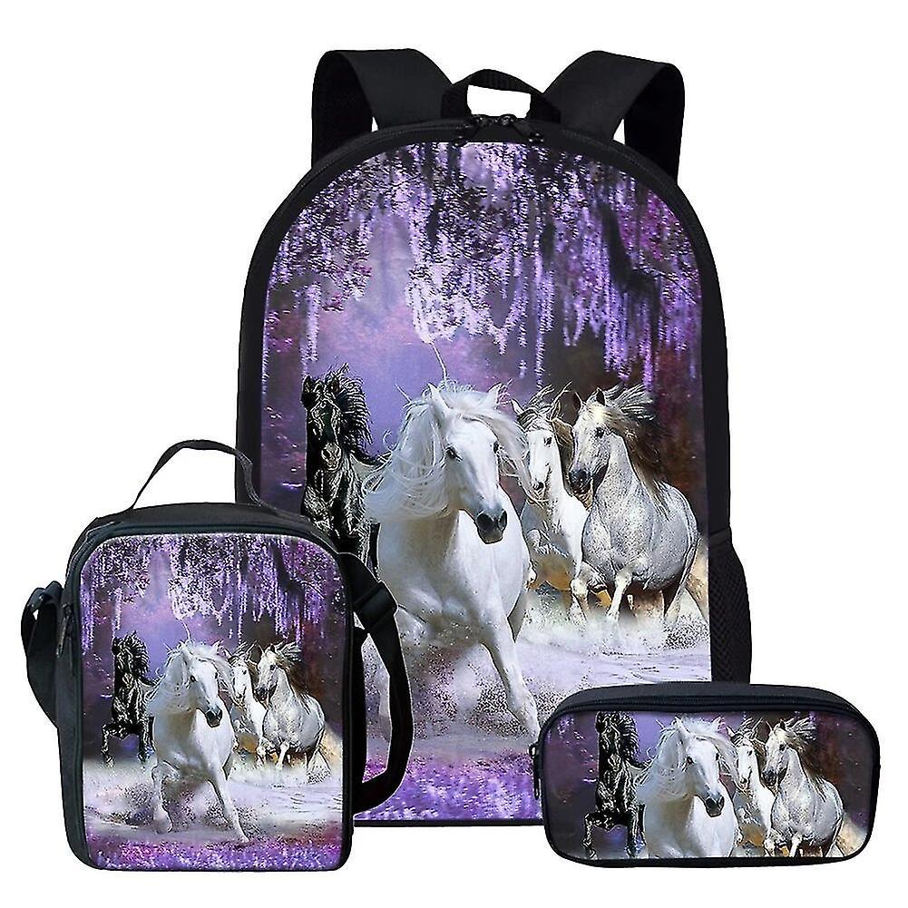 Xixi Wild Horses Design Large Capacity Backpack 3pcs/set School Bags For Boy Girl Primary Students Bookbag Mochila Escolar Lunch Bag 10