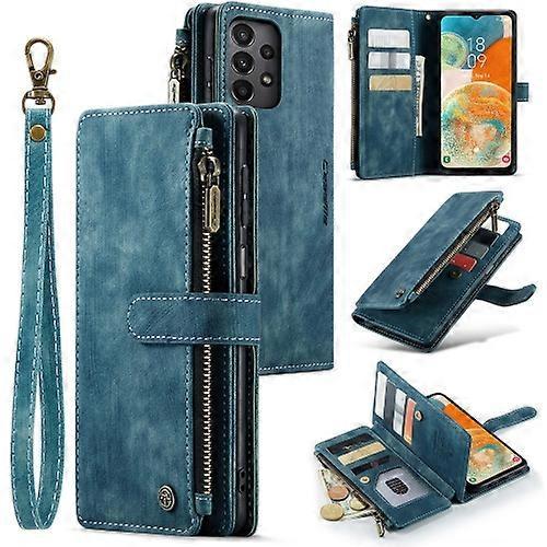 Mycase For Samsung Galaxy A23 CaseMe C30 Multifunctional Card Slots Zipper Phone Leather Phone Case Blue