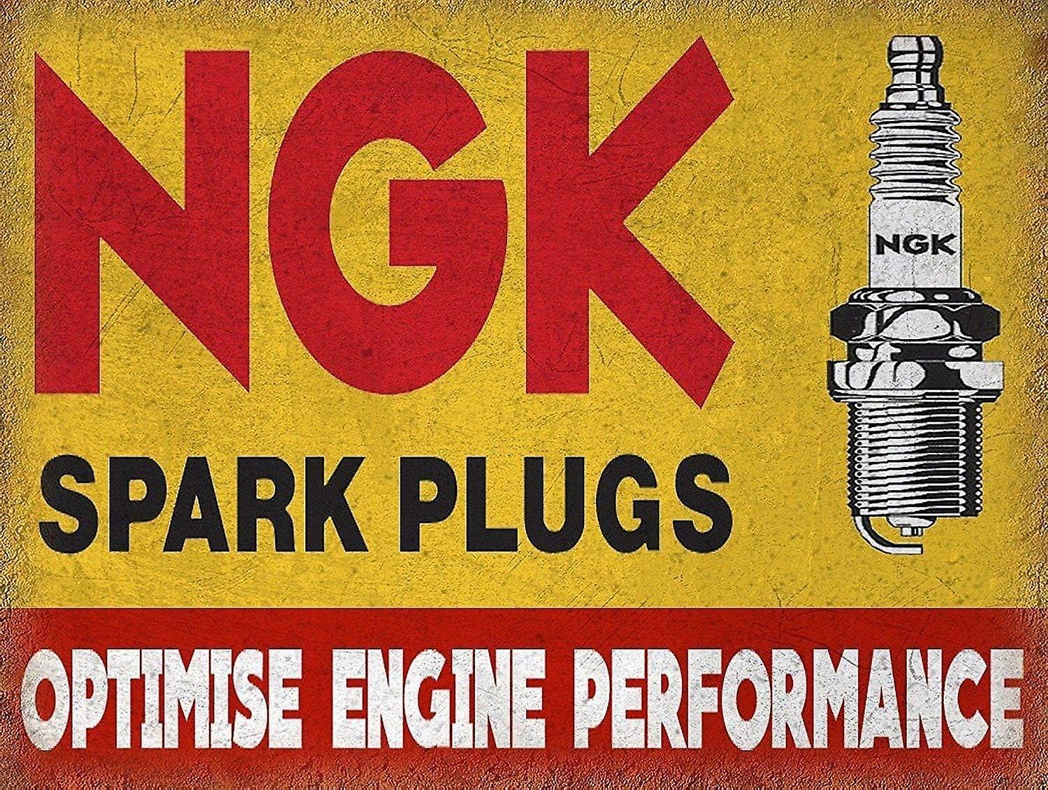 LINCMAN Ngk Spark Plugs Sign Retro Metal Aluminium Tin Sign Vintage Bus Shed Man Cave Tin Sign 7.8x11.8 Inch