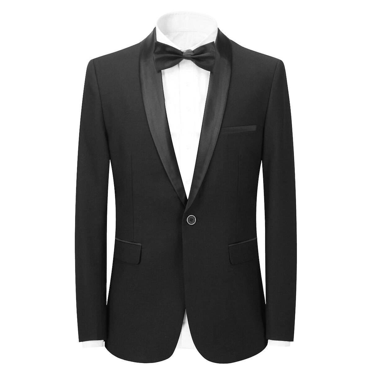 Sliktaa Mens Business Slim Fit Wedding Party Blazer Black M