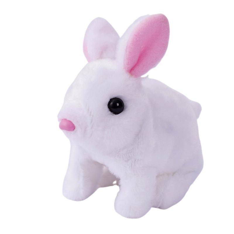 Fisheraw Electric Bunny Toy with Sound Light Adorable Appearance Automatic Walking Battery-Powered Kids Rabbit Plush Toy