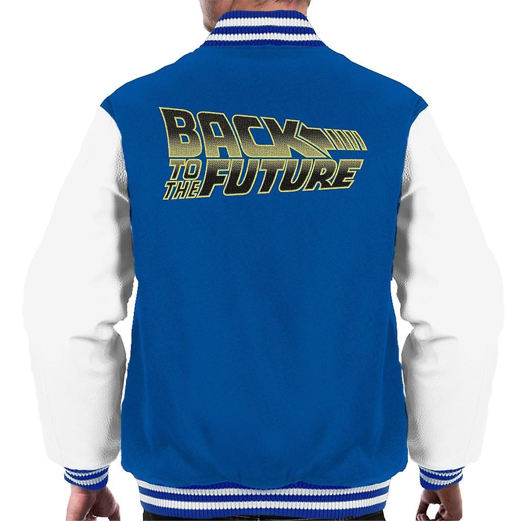 Back to the Future Gold Logo Men's Varsity Jacket Royal/White XX-Large